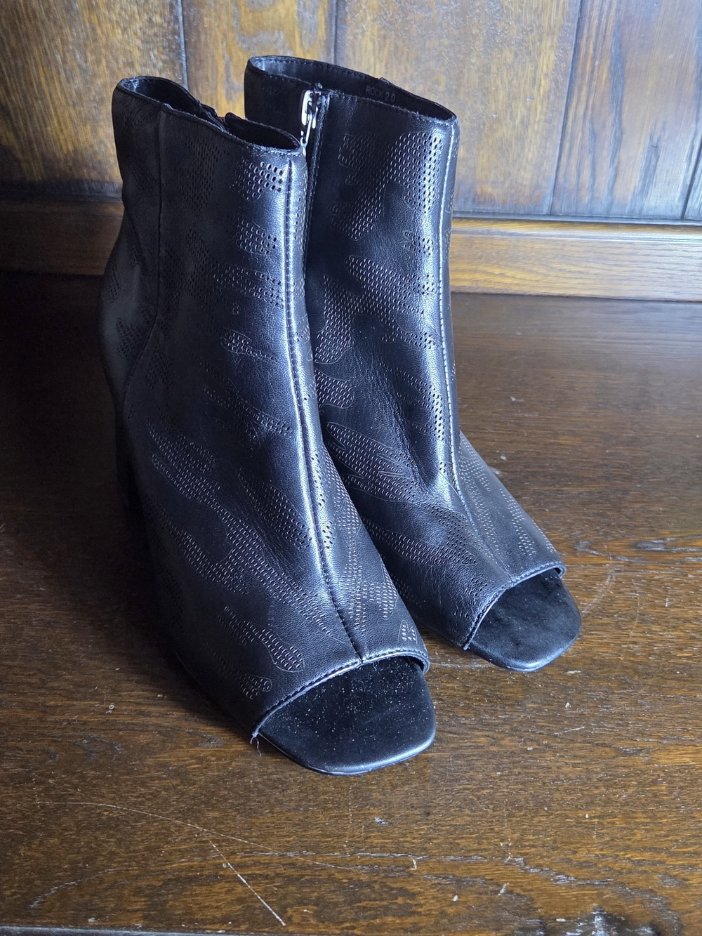 Sanctuary Navy Peep-Toe Wedge Mules - Picture 3 of 16